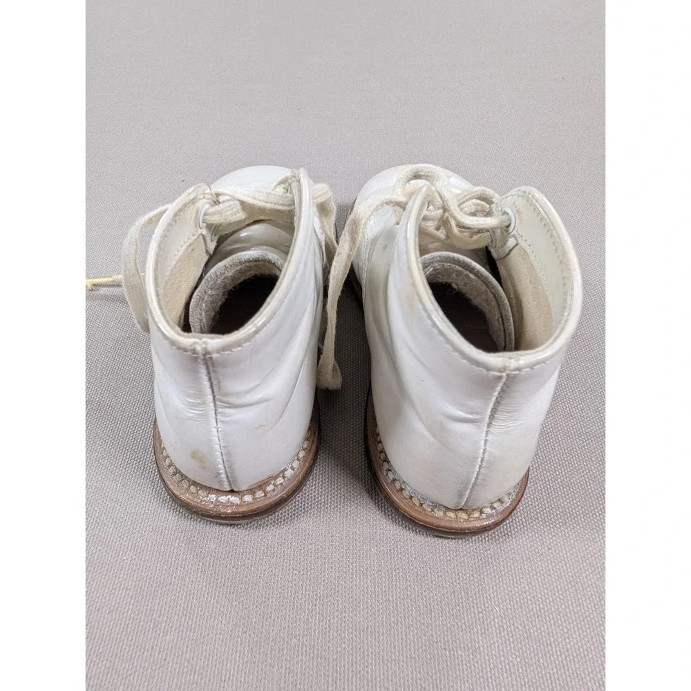 Vintage Edwards Shoes for Children White Leather Baby Shoes High Top Lace Up